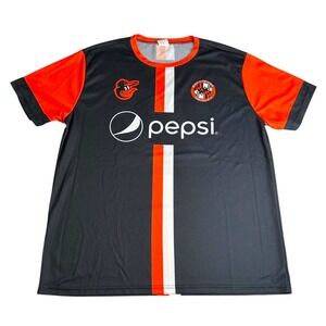 Baltimore Orioles Birdland FC Pepsi Jersey Mens XL Black Orange BDA Soccer Style